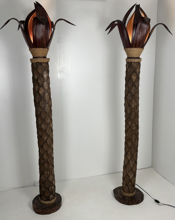Image 1 of 2 x Vintage palmboom lampen set vloerlampen 195 cm
