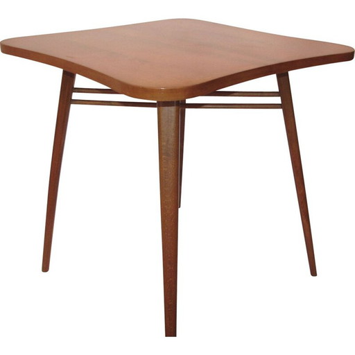 Tavolino vintage in legno e vetro, anni '60