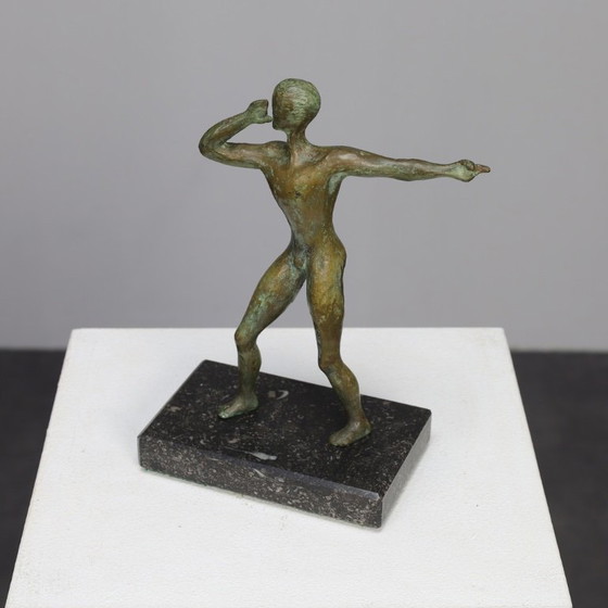 Bronze Sculpture "The Silent Herald" by E. van Daalen, 20th Century – Marble (photo 9 of 9)