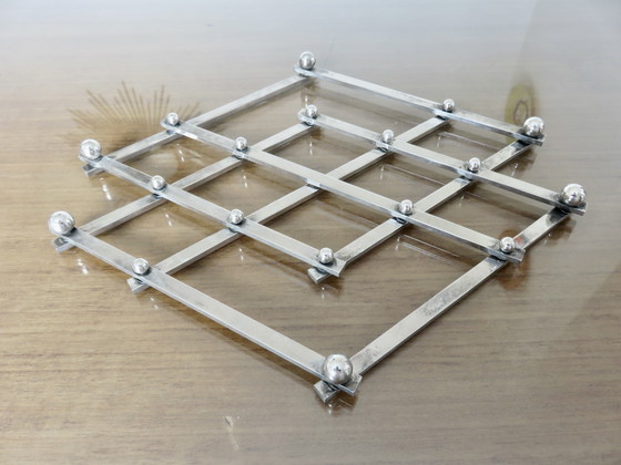 Image 1 of Jacques Adnet extendable silver-plated trivet, 40s 50s