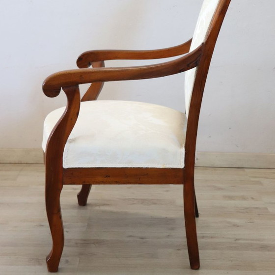 Fauteuil ancien en noyer, Italie 19ème siècle – Wood (photo 7 of 12)