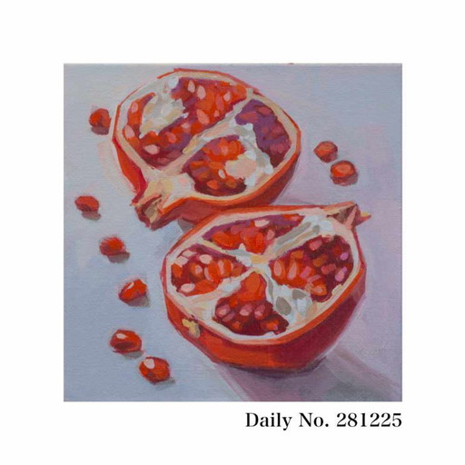 Pomegranate, Contemporary Impressionism in Miniature, 15x15; Sandra Kolondam