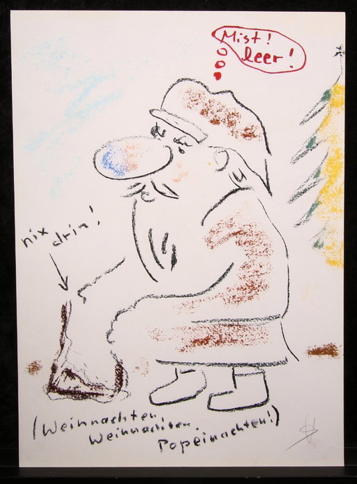 Schneider, Helge - Christmas/Popeinachten (nix drin) - Giclee - handsigned