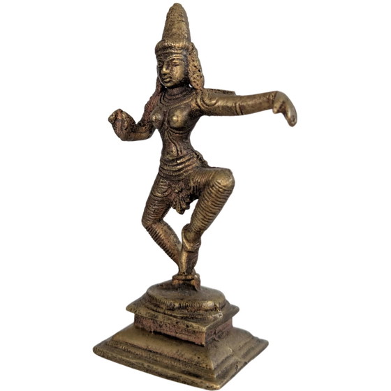 Antique Bronze Indian Dancing Goddess (Parvati) – Hand-cast – 14 cm – Sculpture (photo 8 of 9)