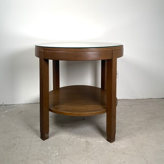 Image 1 of Amsterdam School Side Table With Glass Top