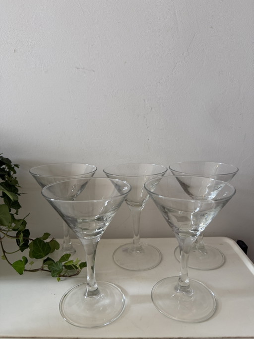 Set mit 5 Luminary Martini-Gläsern – glazen karaffen, Crystal