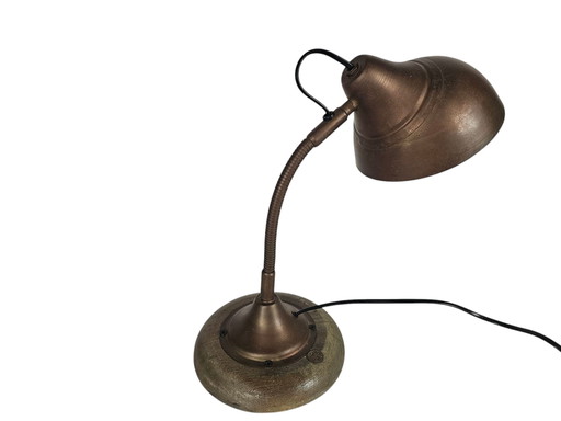 Paris 555 France - Lampe à poser - Laiton - Col flexible - Etiquette - 3ème quart 20ème siècle