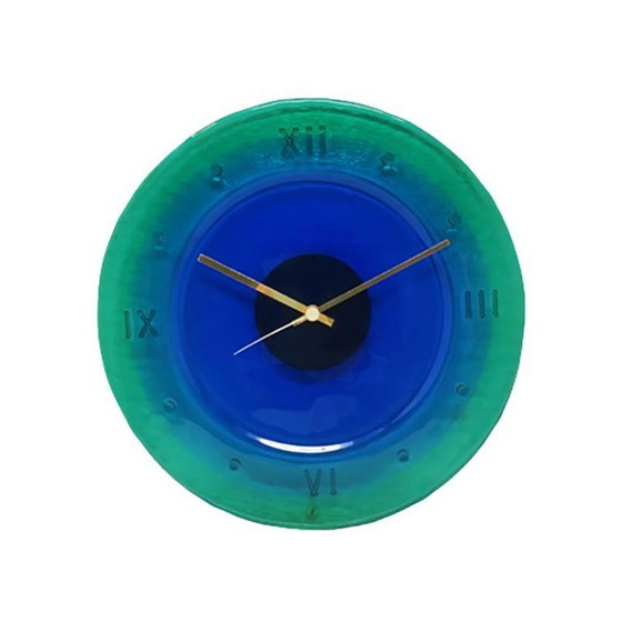 Image 1 of 1960s Wall Clock in Murano Glass by "Cà Dei Vetrai". Made in Italy