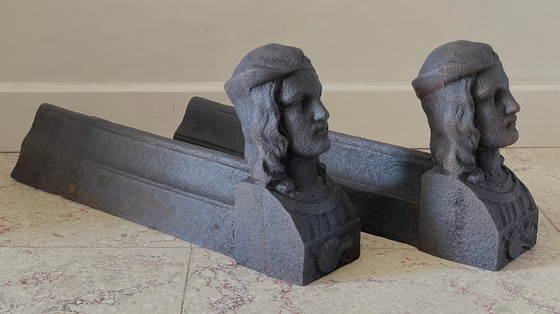 Image 1 of Paire de CHENETS Anciens Fonte d'Acier VINTAGE