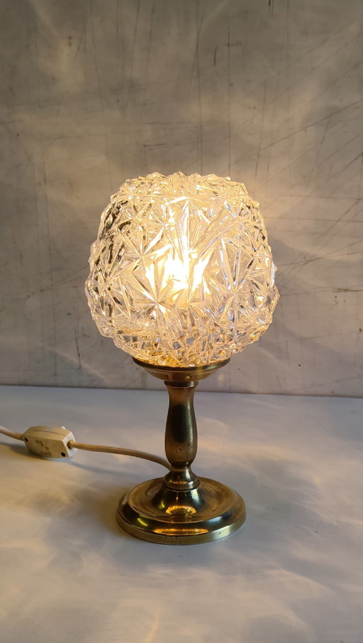 Gilded Brass and Glass Table Lamp - Mid-20th Century