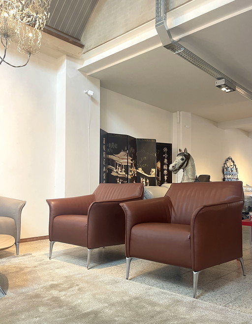 Leolux Mayon Armchairs (2) Raffino Leather Like New