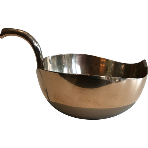 Vintage messing bladvormig dienblad, 1970