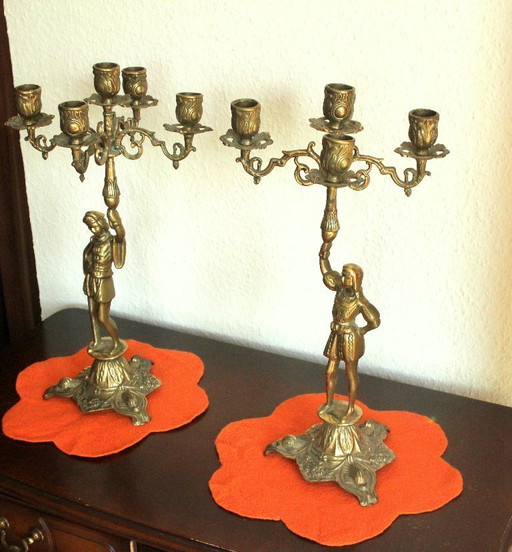 2 schwere Kandelaber/Kerzenhalter Messing mit 5 Arme als Set