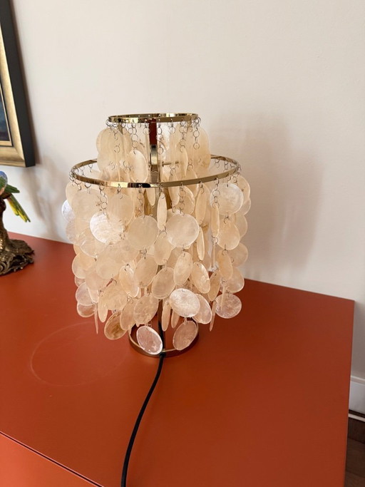 Verpan FUN 2™ table lamp with brass frame and mother-of-pearl discs