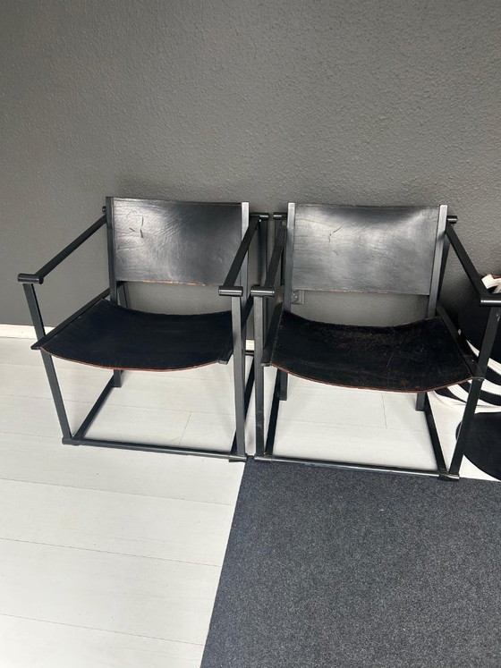 Juego de dos Sillones, Original Pastoe FM60 Cube Chair, Metal, Cuero, Negro, Modern (foto 2 de 5)