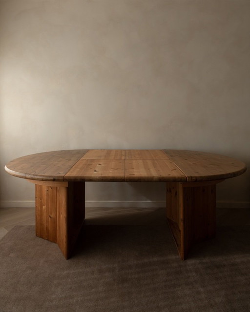 Runder ausziehbarer Vintage-Esstisch aus dänischem Kiefernholz Modul Møbler, Vinderup A/S, 1980er Jahre