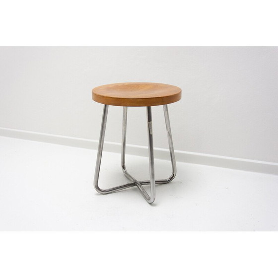 Image 1 of Tabouret tubulaire Bauhaus vintage de Robert Slezák, Tchécoslovaquie, années 1930