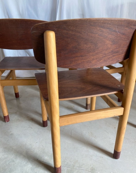 Four low chairs Kvetny and Sonners Stolefabrik Denmark 1960, Side chairs, Wood, Brown (photo 9 of 15)