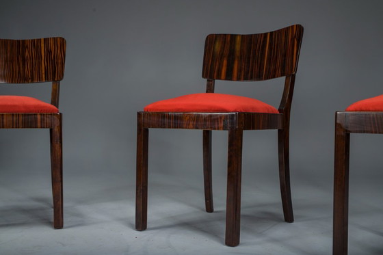 Image 1 of Art Deco Makassar Esszimmerstühle, 1930er Jahre, Satz von 4