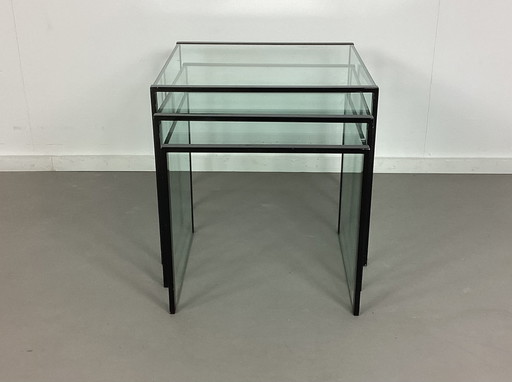 Set da tavola italiano Tonelli a 3 pezzi con design anni Ottanta in vetro.