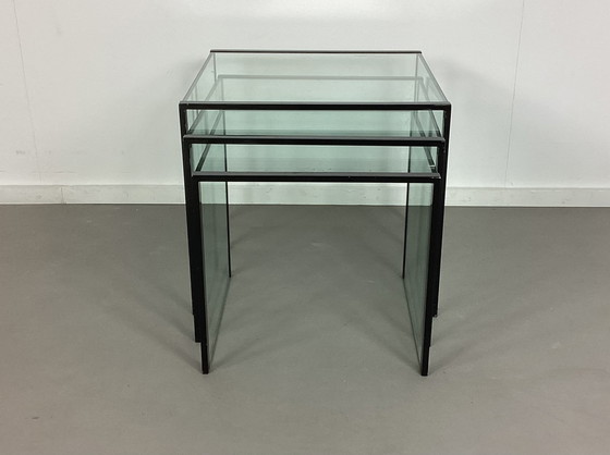 Image 1 of Set da tavola italiano Tonelli a 3 pezzi con design anni Ottanta in vetro.