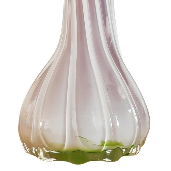 Image 1 of Vintage tall hand-blown glass twisted vase Murano 1970s