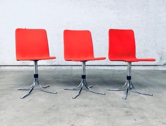 Image 1 of Brabantia Home Steel 3er-Set Esszimmerstühle, Niederlande, 1970er