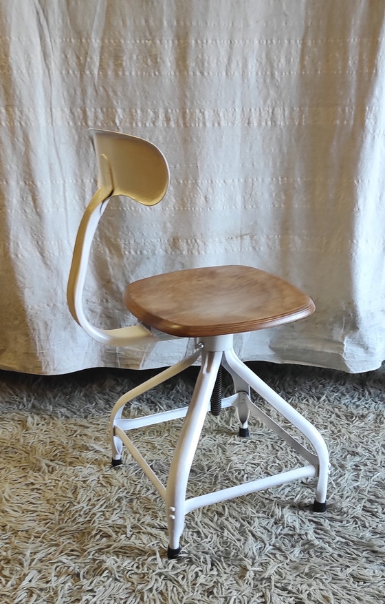 Image 1 of Sedia da officina di Nicolle in metallo e legno - anni '60