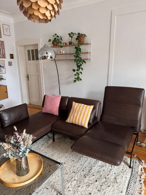 Image 1 of Brühl Roro Medium 3-Seater Leather Pearl Dark-Brown