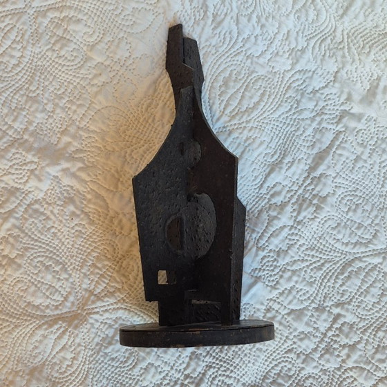 Black Metal Abstract Sculpture – Brutalist Style – 39 Cm (photo 3 of 9)