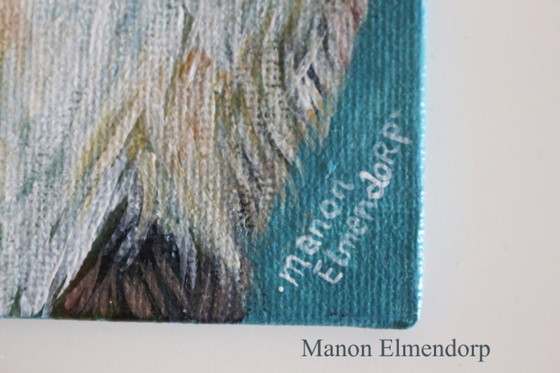 Image 1 of Origineel Handgeschilderd Katten Portretje 18 x 13 cm Kunst