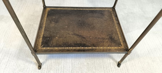 Image 1 of 😍✨Prächtiger Barwagen von Maison Jansen – Messing, Bronze und Blattgoldleder – Um 1950✨😍