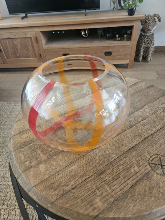 Image 1 of LSA International glazen vaas • Oranje/Rood • Handgeblazen