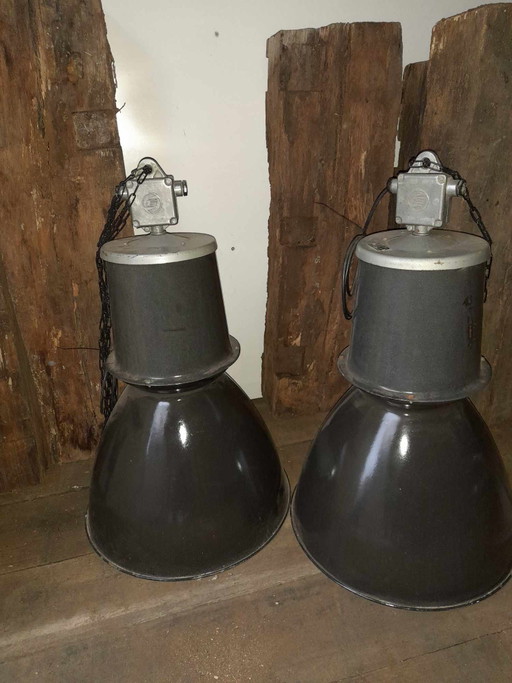 2x Vintage Elektrosvit 24401 Emaillelampe