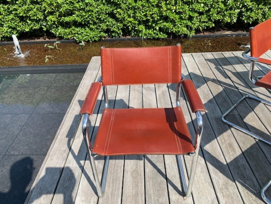 Image 1 of 11 unieke Matteo Grassi MG5 cantilever stoelen chroom/leer - met ingestempeld design logo. Topprijs voor snelle beslissers!