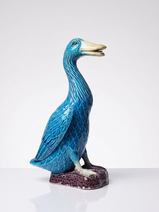 Antique Chinese Turquoise Glazed Porcelain Duck or Goose, 1920-1940 – decoratieve objecten