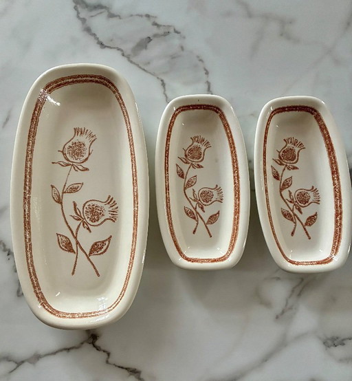 Set aus 3 Vintage-Keramikschalen in Distelform