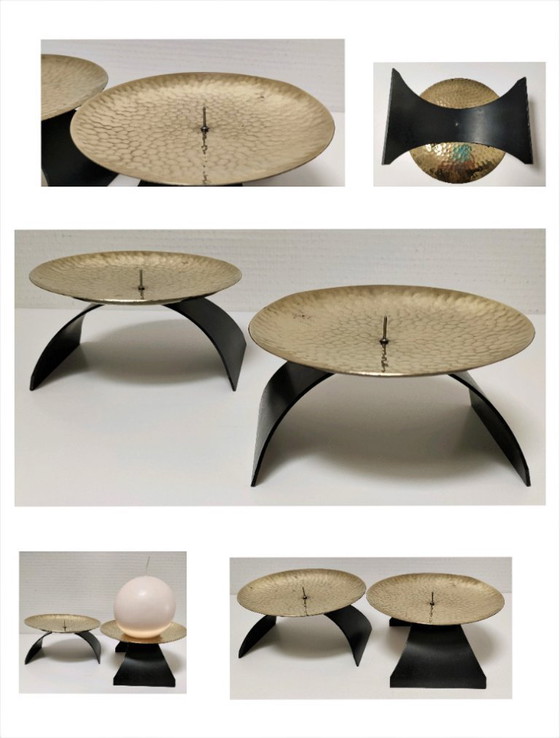 Image 1 of coppia di candelieri in ottone e metallo degli anni '70