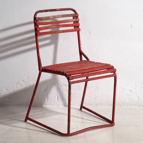 Sedie da giardino rosse antiche (c.1920). Set di 4 pezzi #37 – Wood, Iron (photo 11 of 40)
