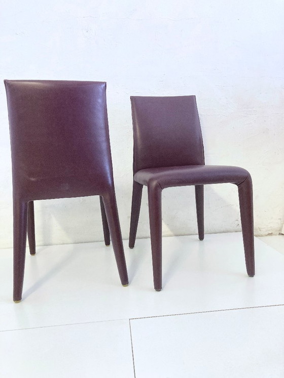 Image 1 of Juego de 2 sillas laterales de piel B&B Italia Vol Au Vent, estilo Mario Bellini.