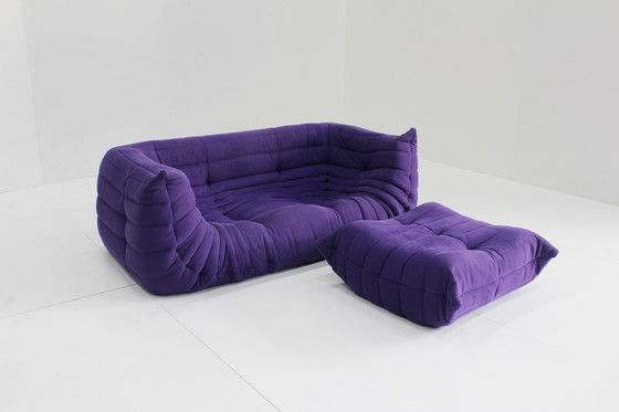 Image 1 of Ligne Roset Togo Sofa With Armrests And Footstool By Michel Ducaroy