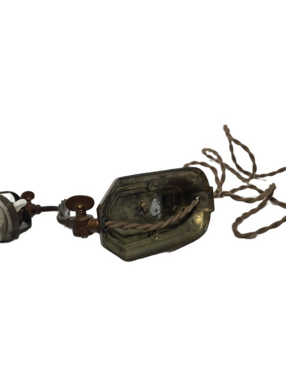 Art Nouveau Duitse pianolamp van glas en tin, jaren 1900 – Bureaulampen, Metal (photo 5 of 9)