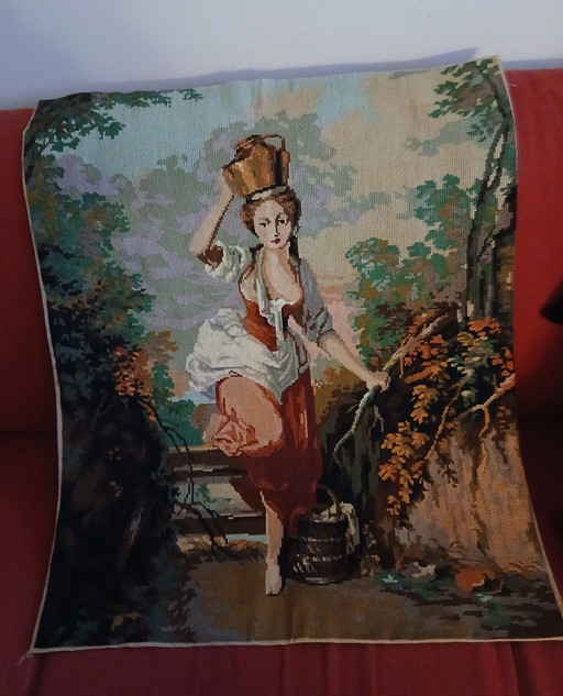 Tapisserie murale brodée / La laitière