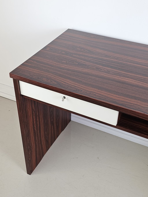 Pupitre de bureau vintage en placage de bois de rose