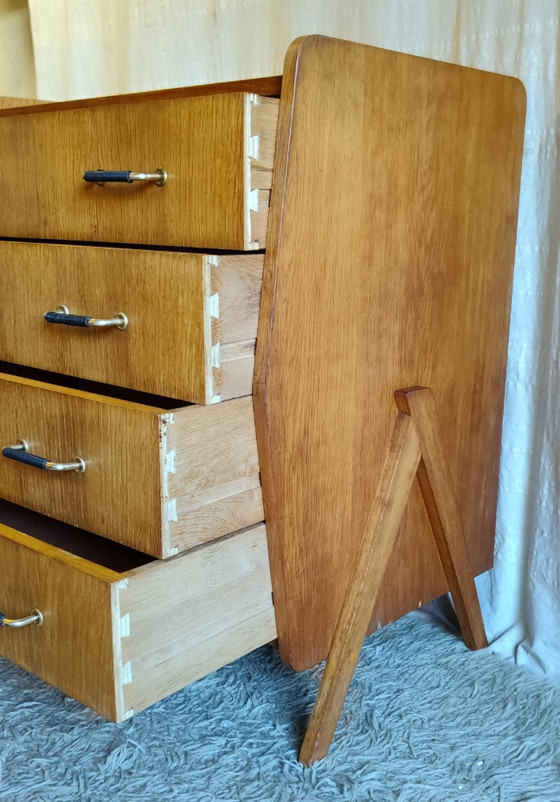 Cassettiera in Legno con Piedini a Compasso - Anni '50/'60 – Cassettiere, Wood (photo 8 of 10)