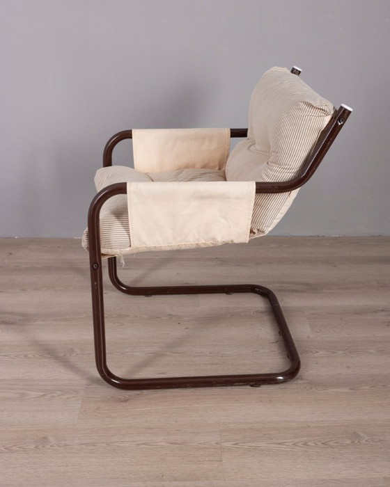 Image 1 of Poltrona vintage anni '70 in metallo e tessuto, design scandinavo.