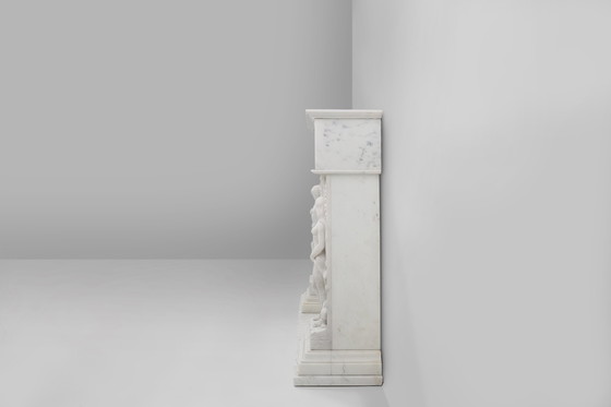 Image 1 of French Carrara Marble Fireplace with Adam and Eve Decoration