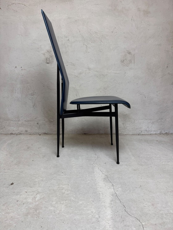Giancarlo Vegni – Set di sei sedie da pranzo Fasem 'S44' (anni '80) – Leather, Metal (photo 4 of 7)