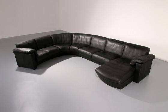 Image 1 of De Sede Modular 7-Piece Mid-Century Leather Sofa in Black – Swiss Icon