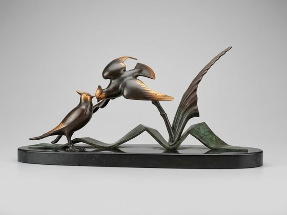 Marcel GUILLEMARD (1886–1932) / Atelier Primavera — Coppia di Cince dal Ciuffo, Importante Scultura Art (photo 14 of 20)